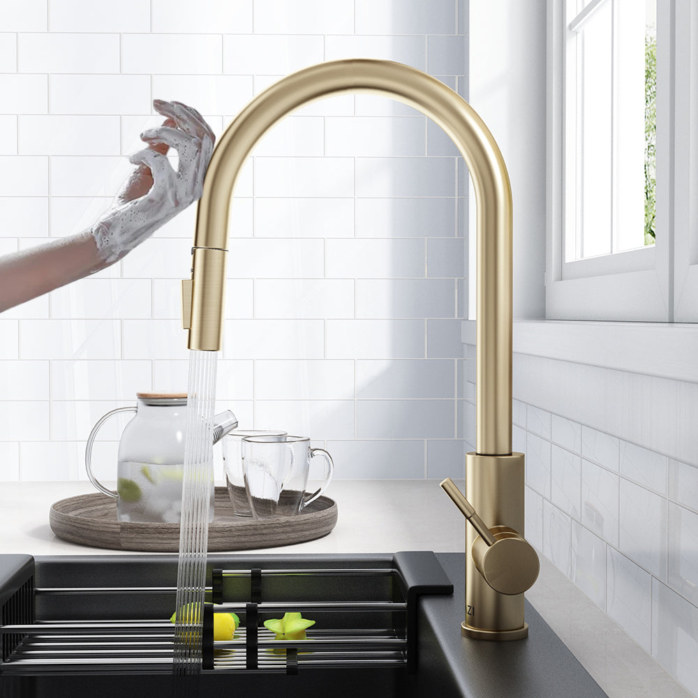 HERMON Touch-on Control Dual Function Pull Out Spout Kitchen Faucet