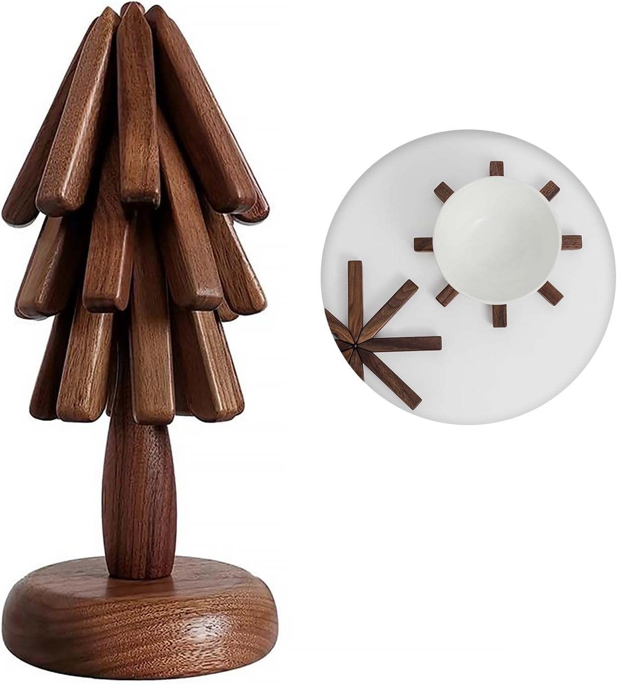 Koazi TreeHive Walnut Wooden Trivet Set For Cup and Tea Pot