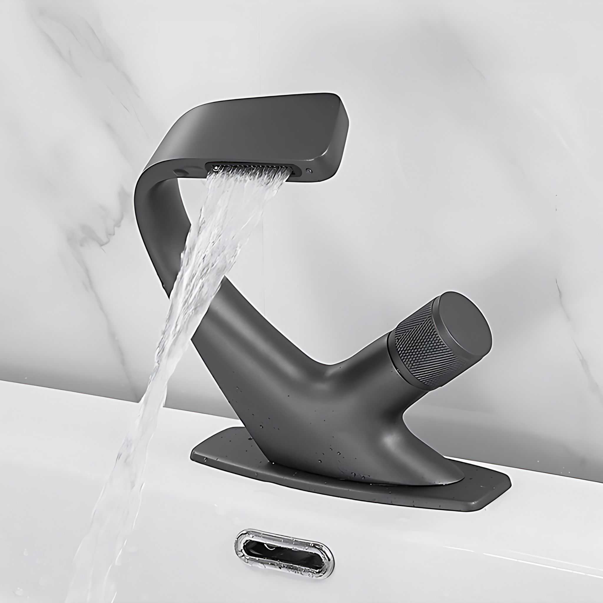 Koazi Waterfall Bathroom Faucet Deck Mounted Single Hole