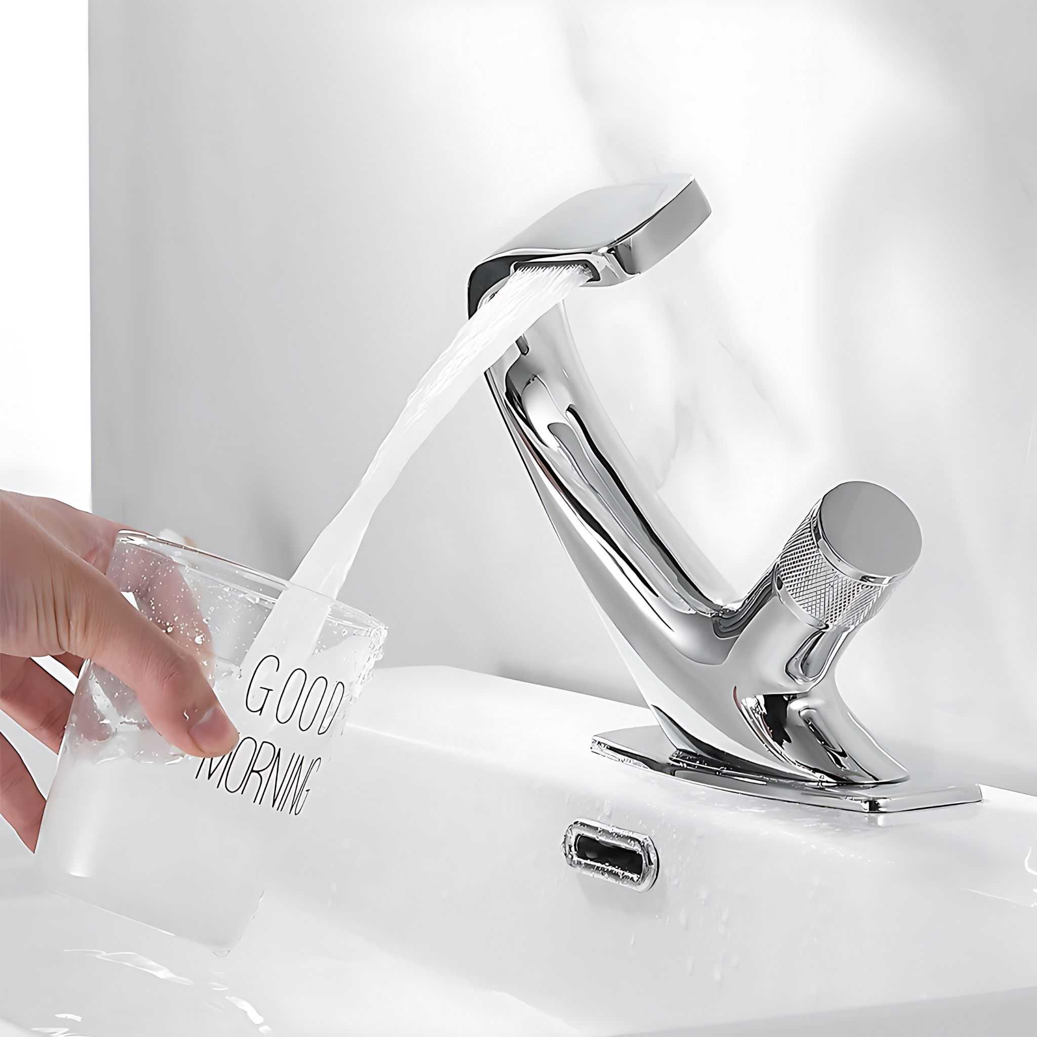 Koazi Waterfall Bathroom Faucet Deck Mounted Single Hole