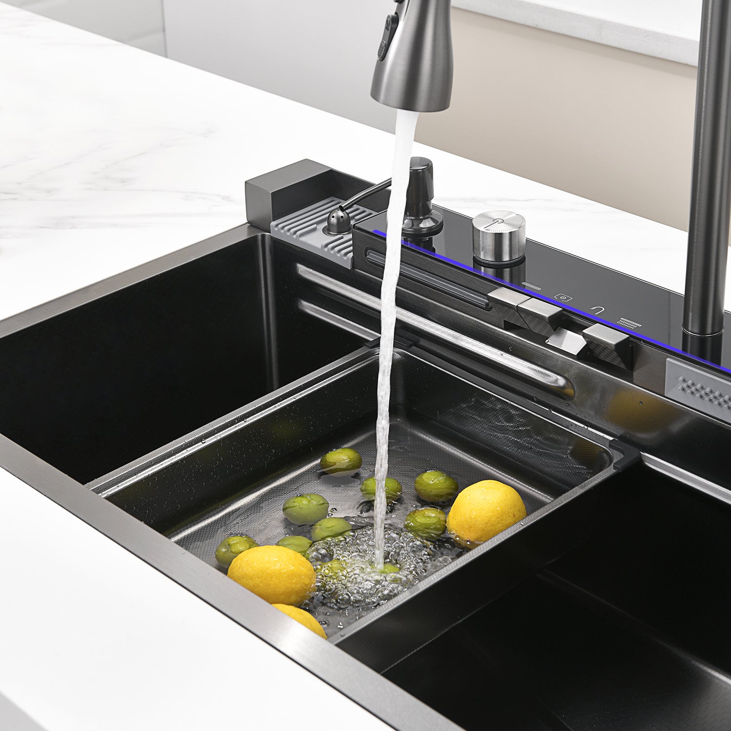 SIDON Futuristic Kitchen Sink with Digital Display and Waterfall Design