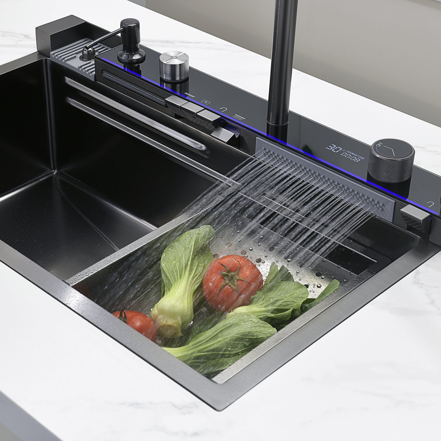 SIDON Futuristic Kitchen Sink with Digital Display and Waterfall Design